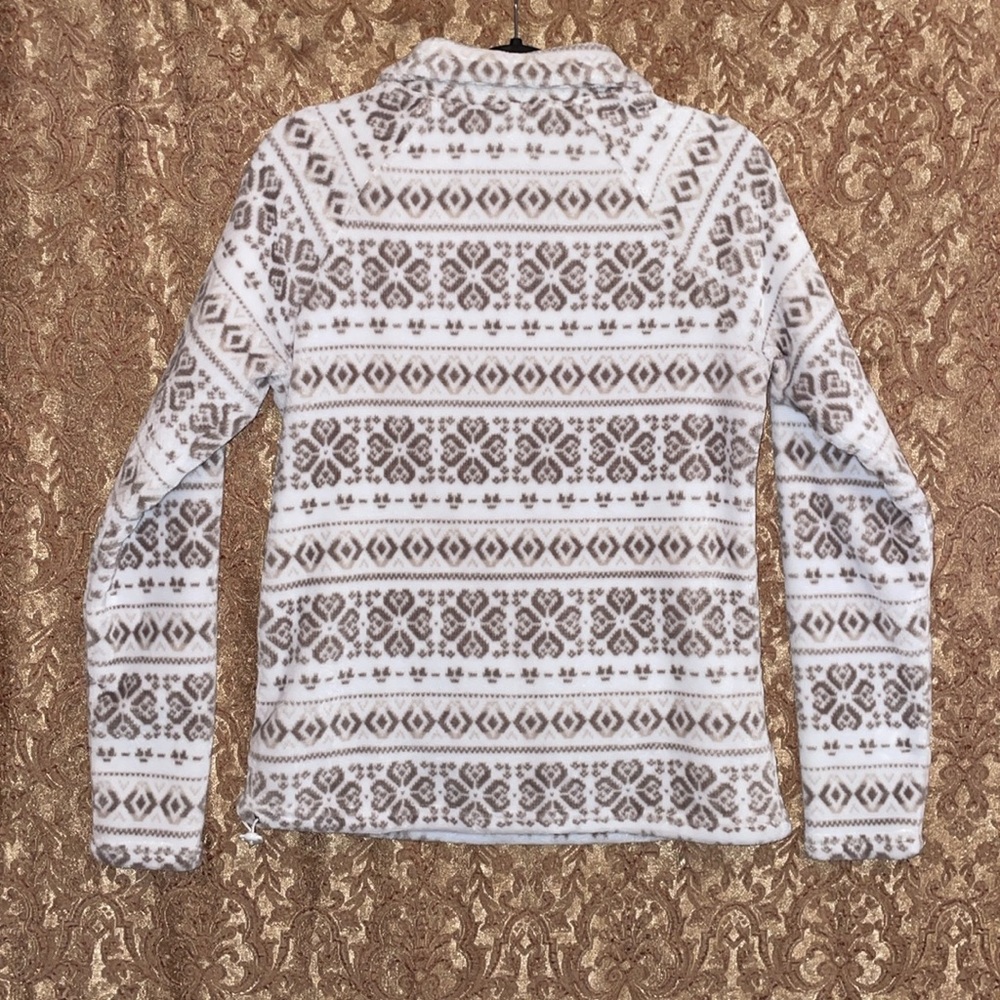 Eddie Bauer Brown & Cream Fleece Pullover.  Size Medium. - Picture 2 of 7